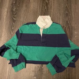 Urban outfitters green + navy shirt
